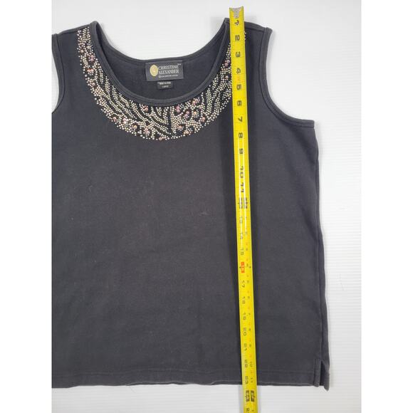 Vintage Christine Alexander Rhinestone Animal Print Black Tank Top Womens Large - Picture 4 of 5